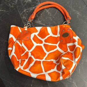 Orange and white purse